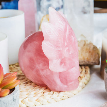 Rose Quartz Mask Skull