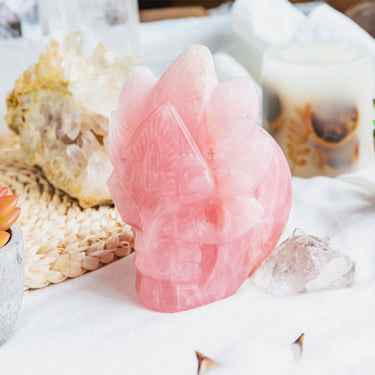 Rose Quartz Mask Skull