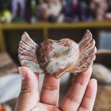 Silk Agate Heart With Wing