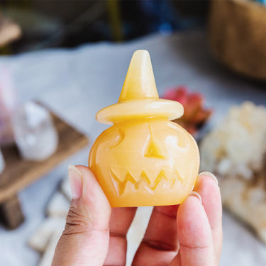 Orange Calcite Wizard Hat Pumpkin