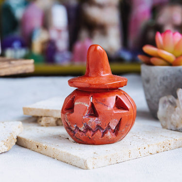 Red Jasper Wizard Hat Pumpkin