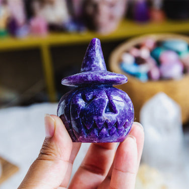 Lepidolite Wizard Hat Pumpkin