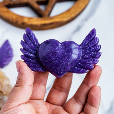 Lepidolite Heart with wings