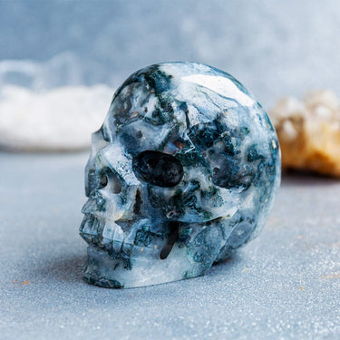 Moss agate Skulls