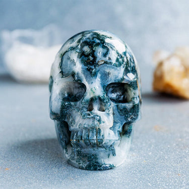 Moss agate Skulls