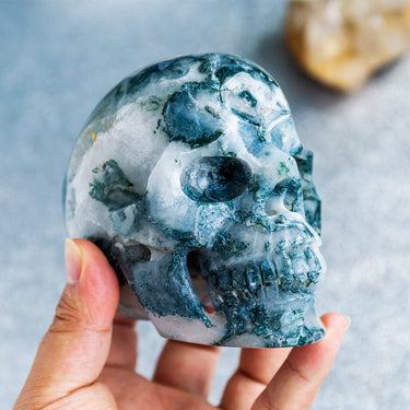 Moss agate Skulls