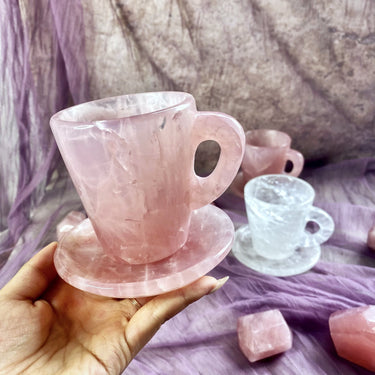 Rose quartz & Clear quartz mug/cup