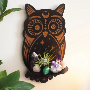 Celestial Owl Altar Crystal Shelf