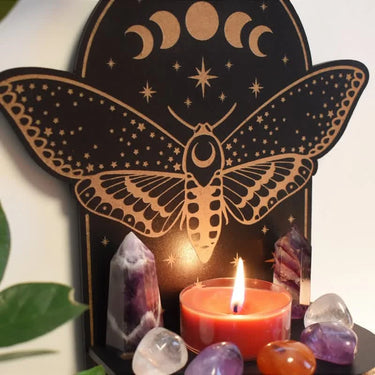 Magical Moth Moon Altar Crystal shelf