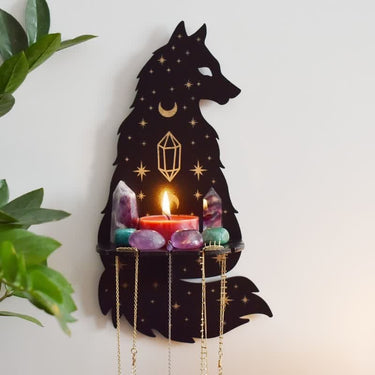 Celestial Wolf Altar Crystal Shelf