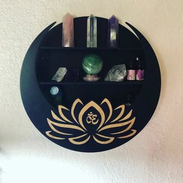 Round Crescent Moon Lotus Crystal Shelf