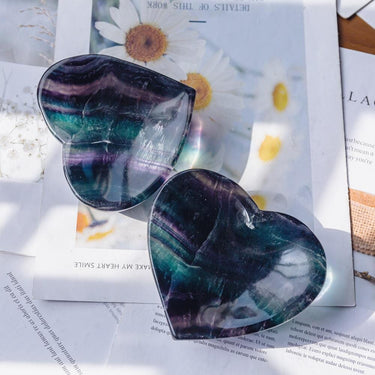 Rainbow fluorite heart bowl