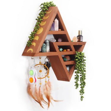 Moon Phase Triangle Shelf with Hooks