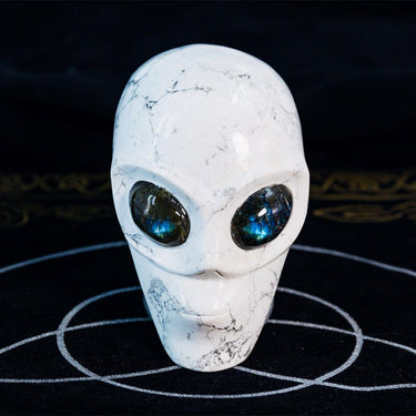 Howlite Alien Skull With Labradorite Eyes