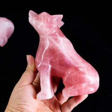 Rose quartz wolf