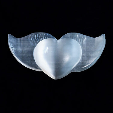 Selenite Heart With Wings