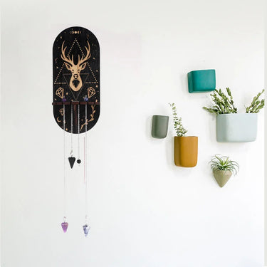 Small Black Delicate Gemstone Wooden Crystal Shelf