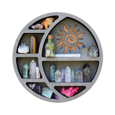 Round-shaped Crescent Moon & Sun Crystal Shelf