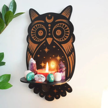 Celestial Owl Altar Crystal Shelf