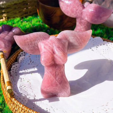 Rose Quartz Angle With Wing