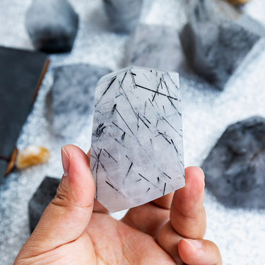 Black Tourmaline In Clear Quartz Free form