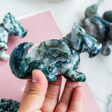 Moss Agate Flying dragon