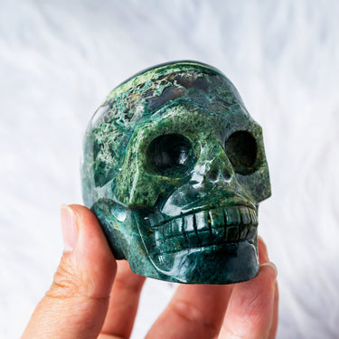 Moss Agate Skull